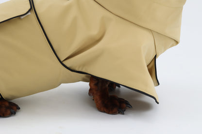 Beige Dachshund Raincoat|Long Back Dog Raincoat